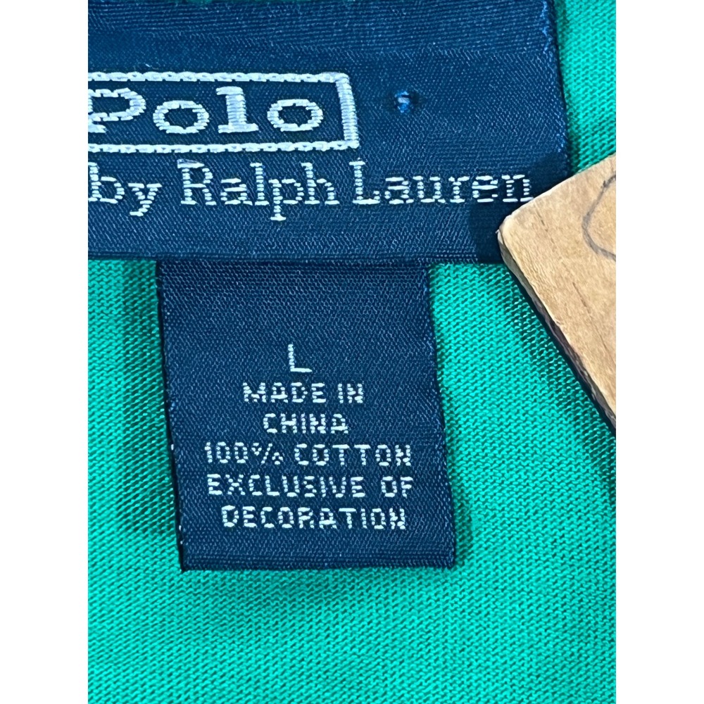 Polo Ralph Lauren Tee Men L Green Crew Neck Short Sleeve Purple Pony Logo Causal - Picture 6 of 8